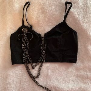 CARMAR DENIM MULTI CHAIN CROP TOP